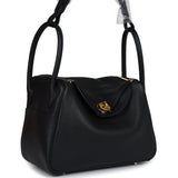 Hermes Lindy 26 Black Clemence Gold Hardware
