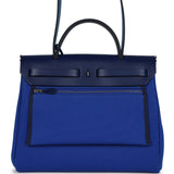 Hermes Herbag Zip PM 31 Bleu Bill Toile Militaire Canvas and Bleu Saphir Vache Hunter Palladium Hardware