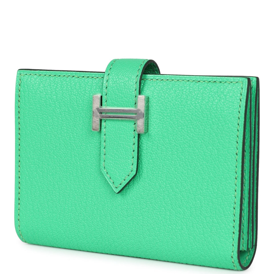 Hermes Bearn Card Holder Vert Comics Chevre Mysore Palladium Hardware