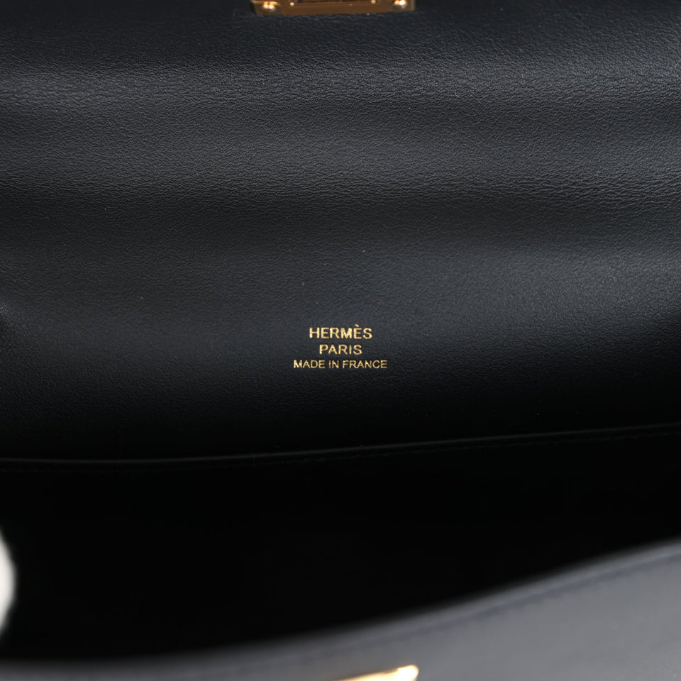 Hermes Kelly Pochette Black Swift Gold Hardware