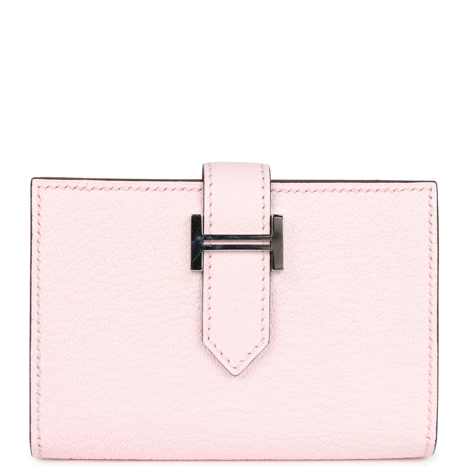 Hermes Bearn Card Holder Rose Darling Chevre Mysore Palladium Hardware