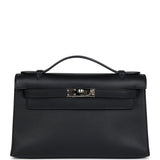New Hermes Kelly Pochette Black Swift Palladium Hardware