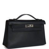 New Hermes Kelly Pochette Black Swift Palladium Hardware