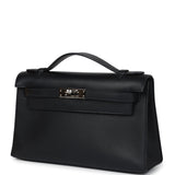 New Hermes Kelly Pochette Black Swift Palladium Hardware