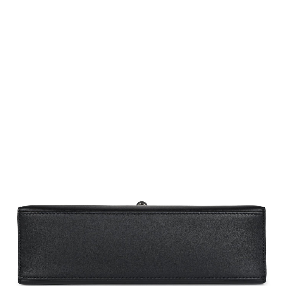 New Hermes Kelly Pochette Black Swift Palladium Hardware