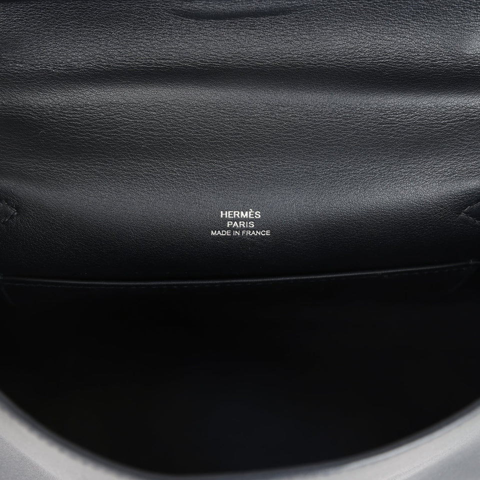 New Hermes Kelly Pochette Black Swift Palladium Hardware
