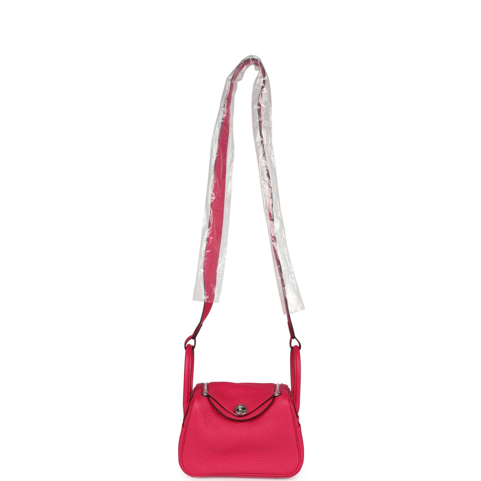 Hermes Mini Lindy Framboise Clemence Palladium Hardware