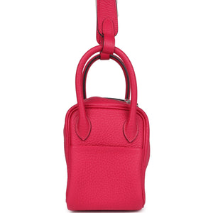 Hermes Mini Lindy Framboise Clemence Palladium Hardware