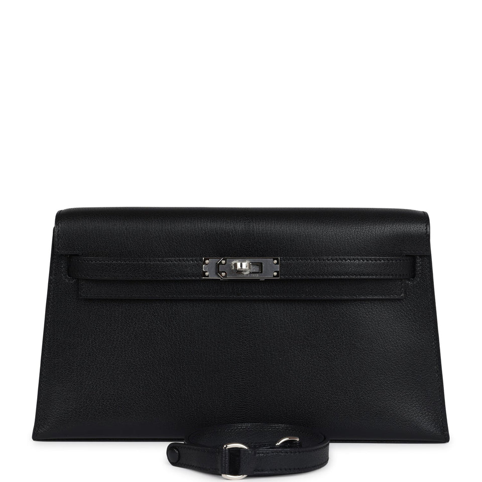 Hermes Kelly Elan Black Chevre Chamkila Palladium Hardware