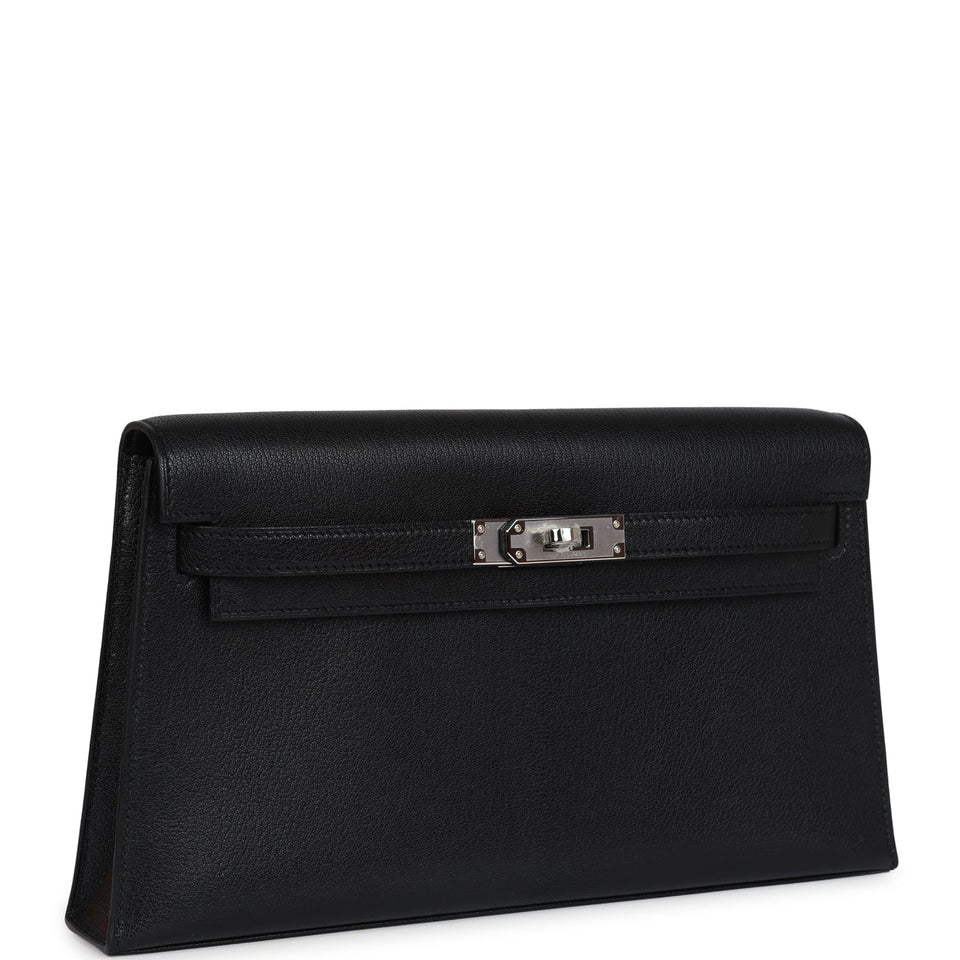 Hermes Kelly Elan Black Chevre Chamkila Palladium Hardware