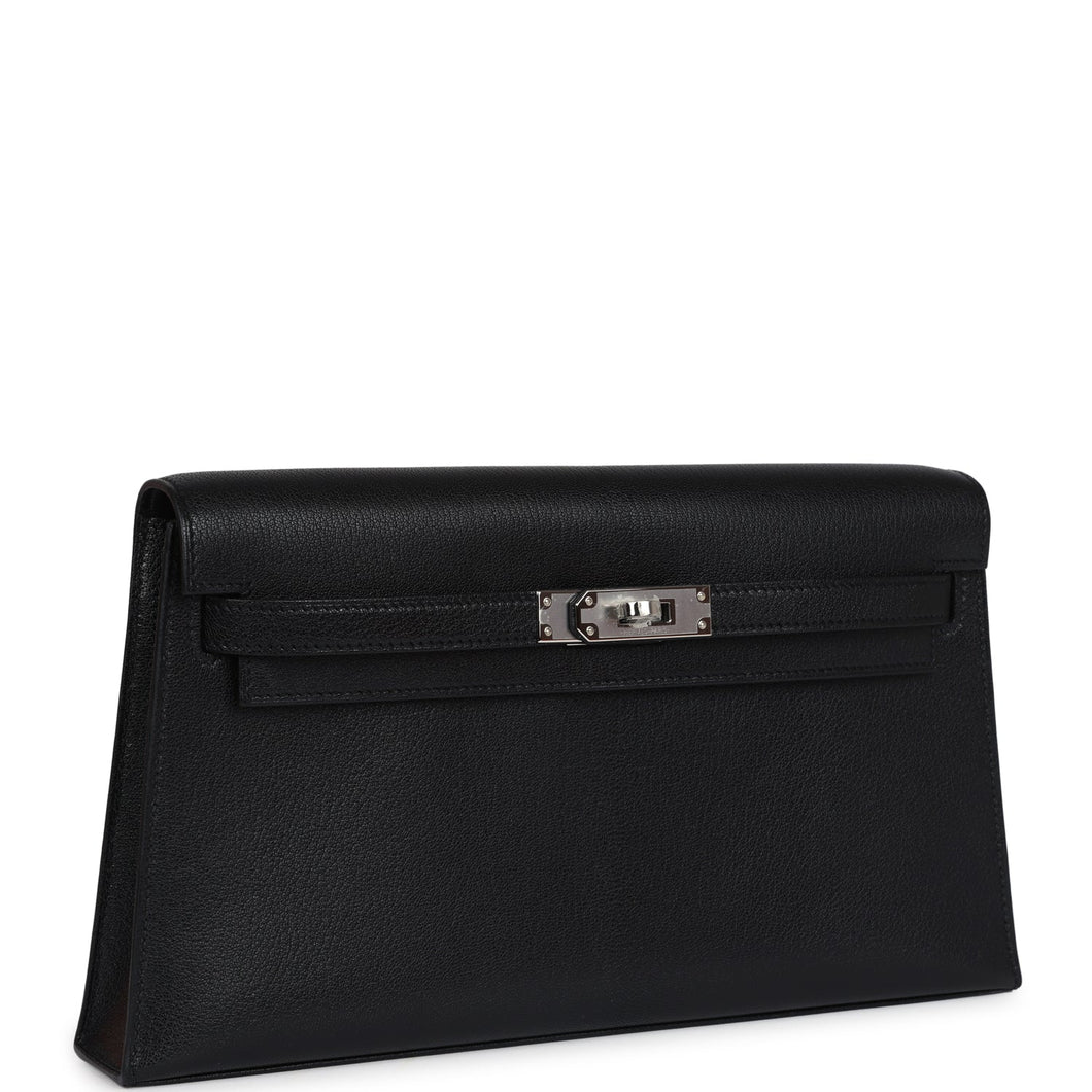 Hermes Kelly Elan Black Chevre Chamkila Palladium Hardware