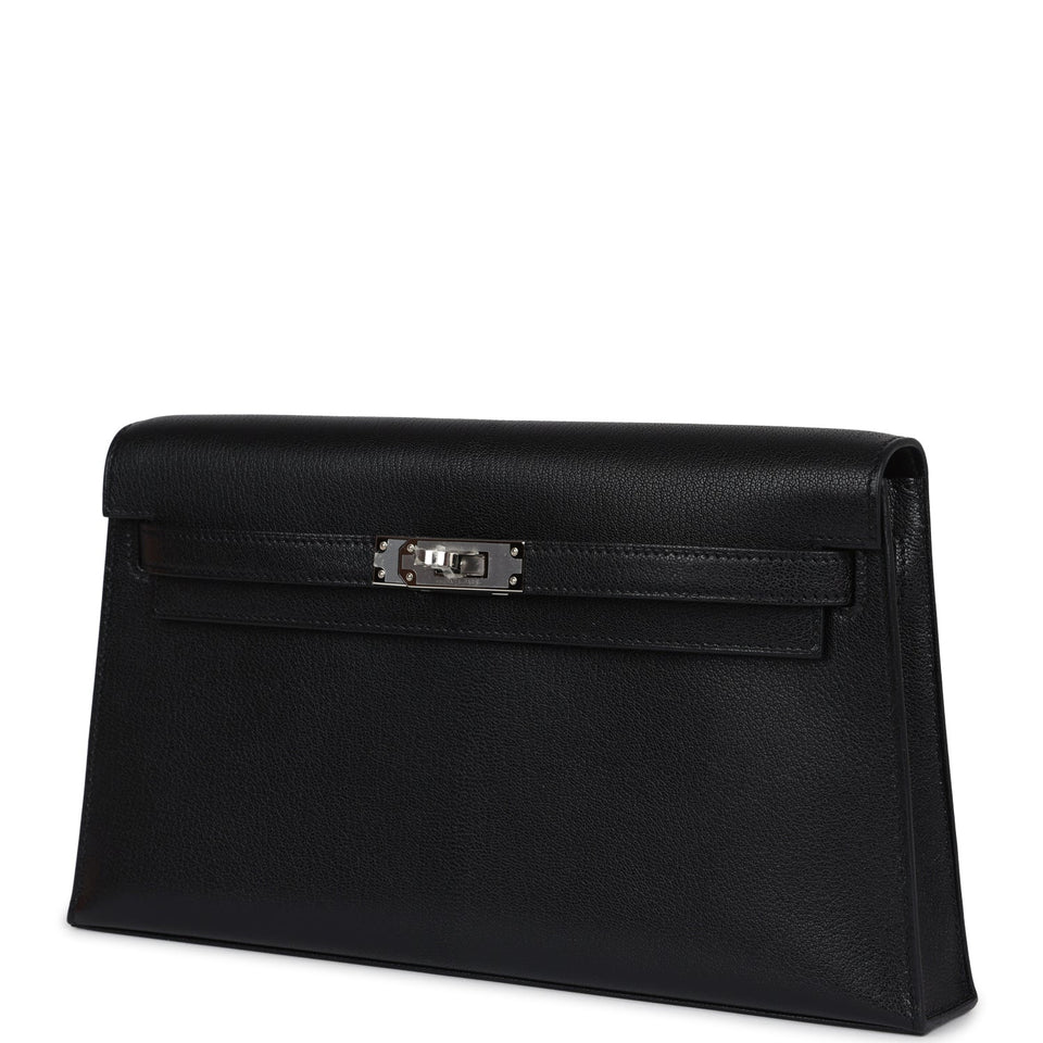 Hermes Kelly Elan Black Chevre Chamkila Palladium Hardware