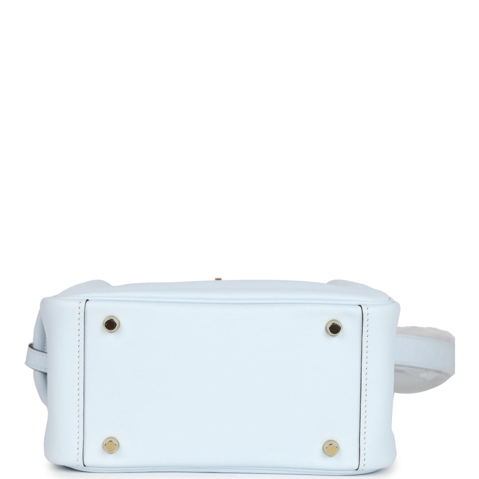 Hermes Mini Lindy Bleu Brume Swift Gold Hardware