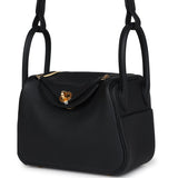 Hermes Mini Lindy Black Clemence Gold Hardware