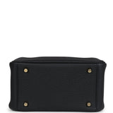Hermes Mini Lindy Black Clemence Gold Hardware