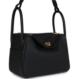Hermes Lindy 26 Black Clemence Gold Hardware