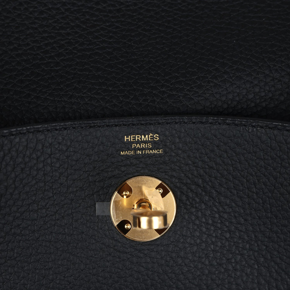 Hermes Lindy 26 Black Clemence Gold Hardware