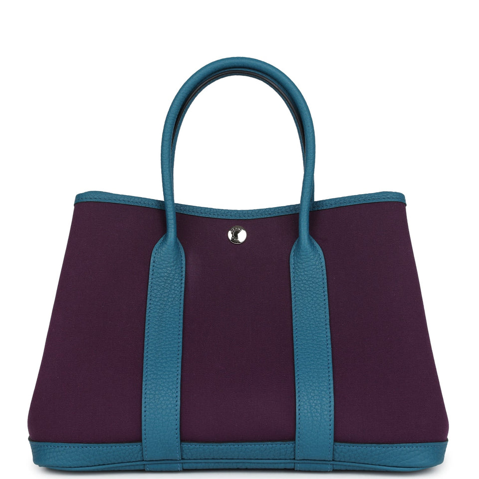 Hermes Garden Party 30 Cassis Toile H and Cobalt Negonda Palladium Hardware
