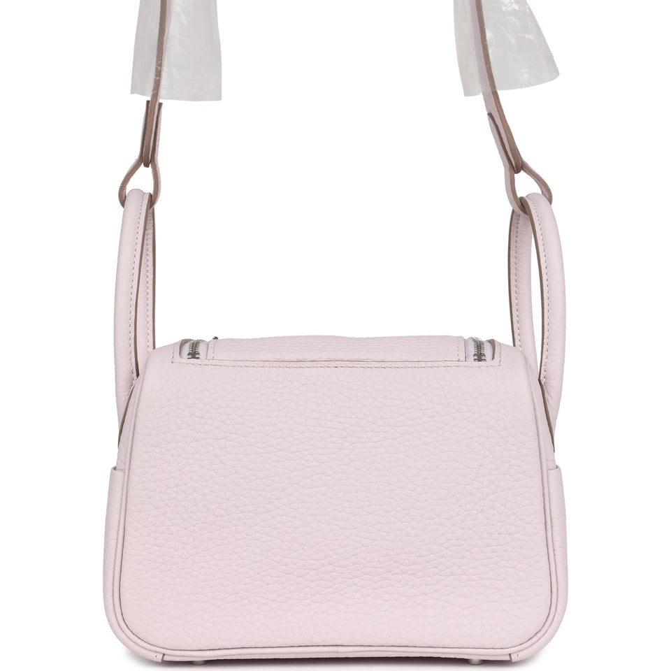 Hermes Mini Lindy Mauve Pale Verso Clemence Palladium Hardware