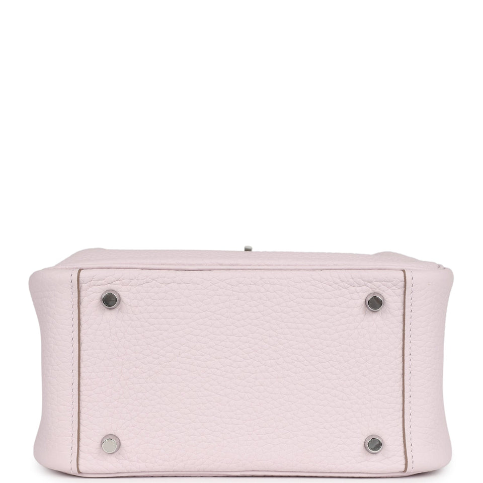 Hermes Mini Lindy Mauve Pale Verso Clemence Palladium Hardware
