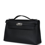 Hermes Kelly Pochette Black Swift Palladium Hardware