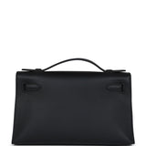 Hermes Kelly Pochette Black Swift Palladium Hardware