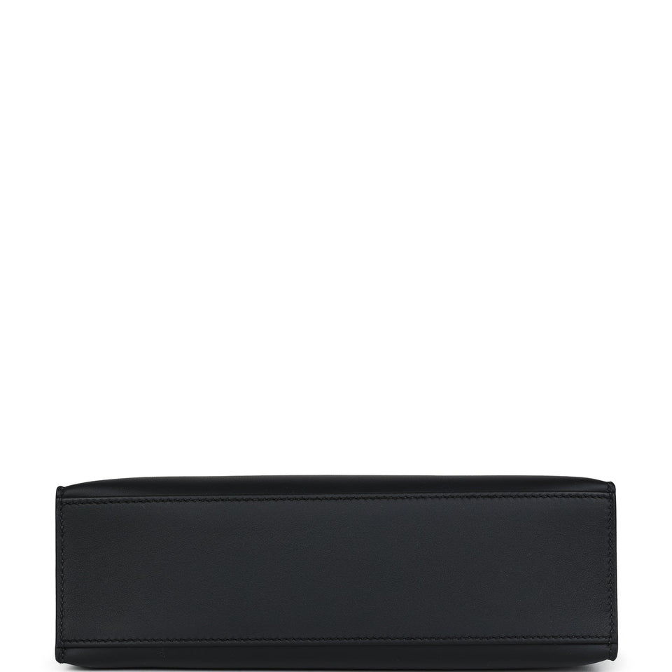 Hermes Kelly Pochette Black Swift Palladium Hardware