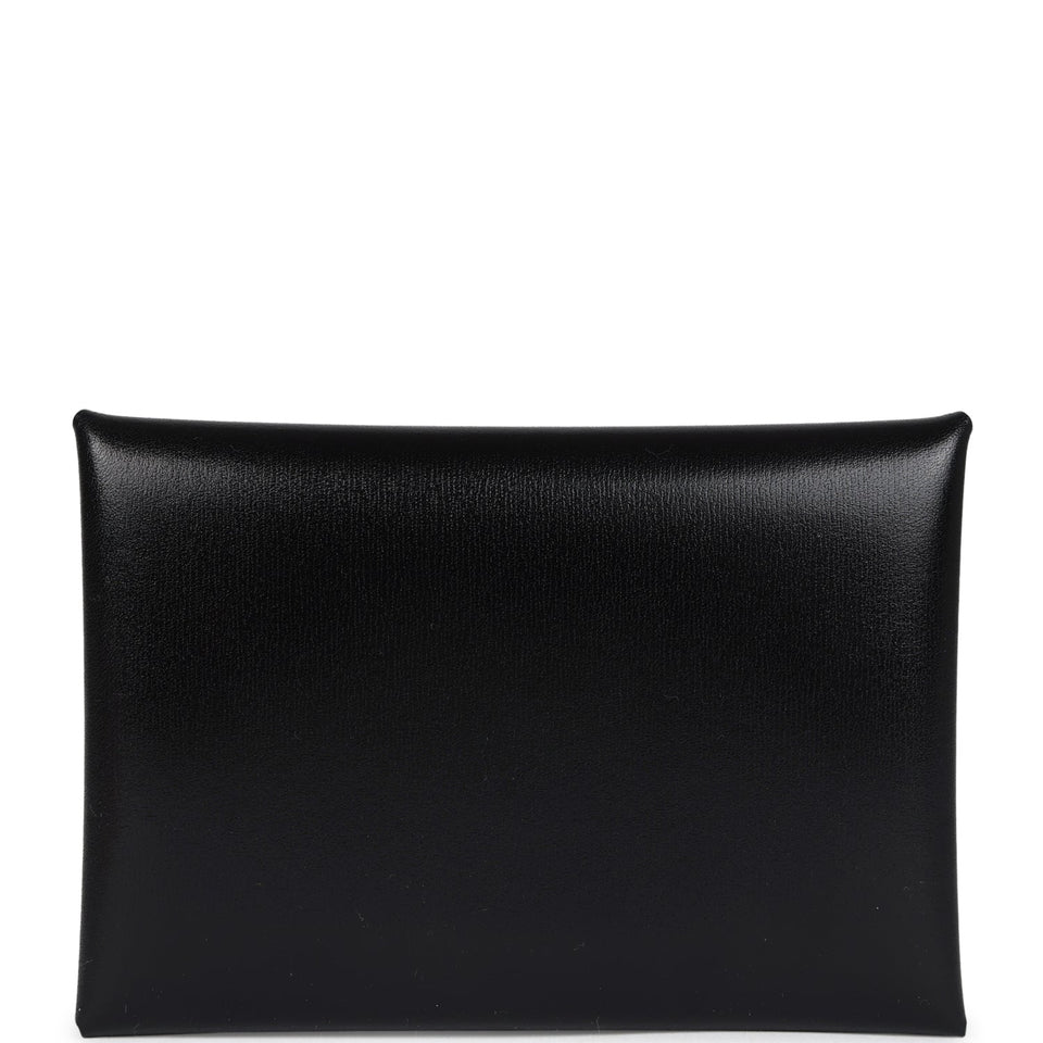 Hermes Calvi Duo Card Holder Black Box Palladium Hardware