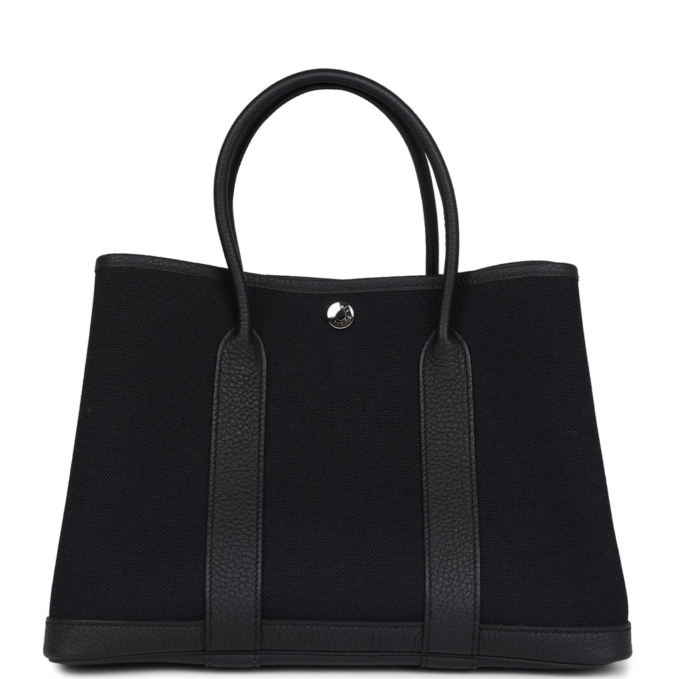 Hermes Garden Party 30  Black Toile and Negonda Palladium Hardware