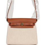 Hermes Herbag Zip 20 Mini Ecru and Beige Toile H Canvas and Fauve Vache Hunter Gold Hardware
