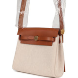 Hermes Herbag Zip 20 Mini Ecru and Beige Toile H Canvas and Fauve Vache Hunter Gold Hardware