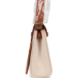 Hermes Herbag Zip 20 Mini Ecru and Beige Toile H Canvas and Fauve Vache Hunter Gold Hardware