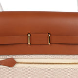 Hermes Herbag Zip 20 Mini Ecru and Beige Toile H Canvas and Fauve Vache Hunter Gold Hardware
