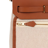 Hermes Herbag Zip 20 Mini Ecru and Beige Toile H Canvas and Fauve Vache Hunter Gold Hardware
