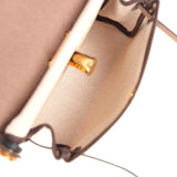 Hermes Herbag Zip 20 Mini Ecru and Beige Toile H Canvas and Ebene Vache Hunter Gold Hardware