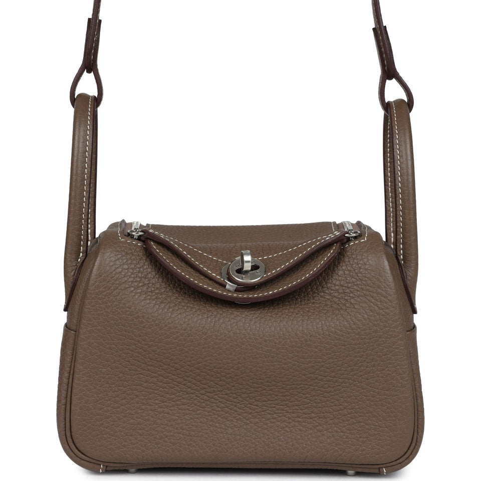 Hermes Mini Lindy Etoupe Clemence Palladium Hardware