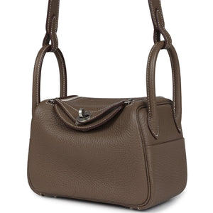 Hermes Mini Lindy Etoupe Clemence Palladium Hardware