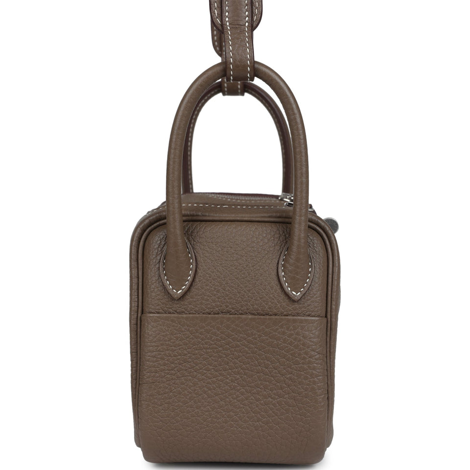 Hermes Mini Lindy Etoupe Clemence Palladium Hardware