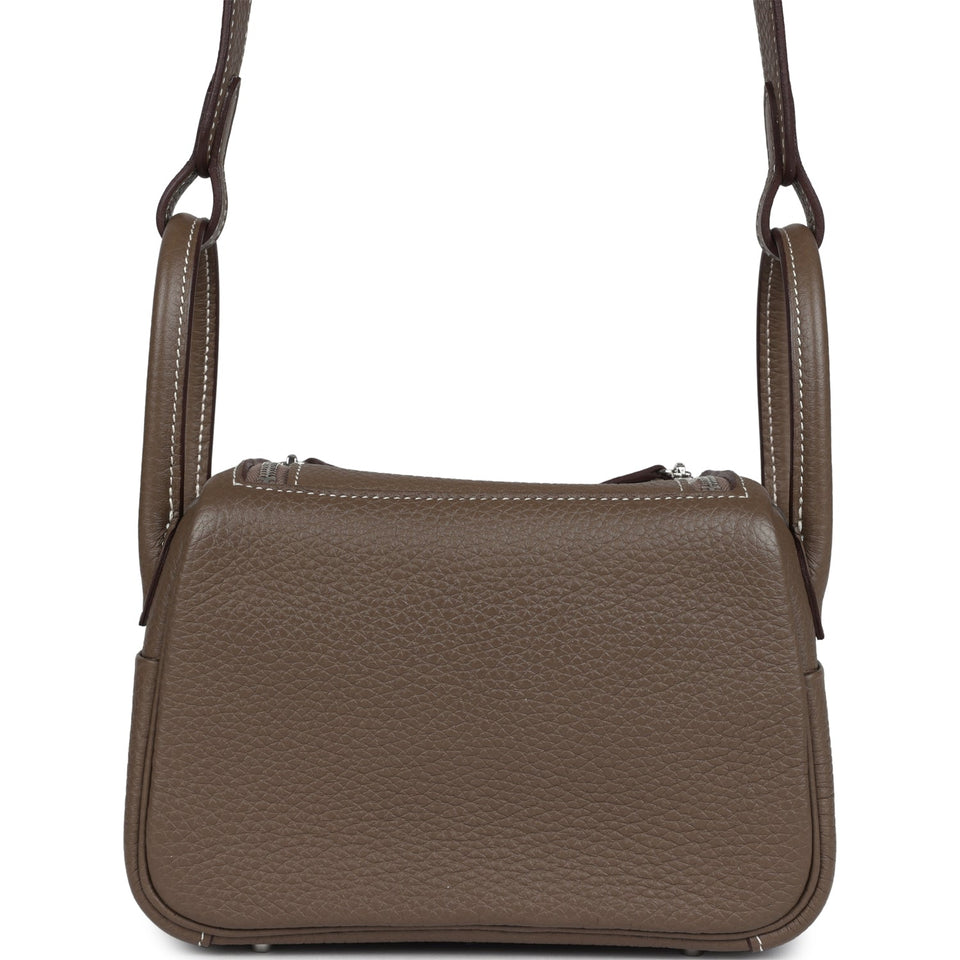 Hermes Mini Lindy Etoupe Clemence Palladium Hardware