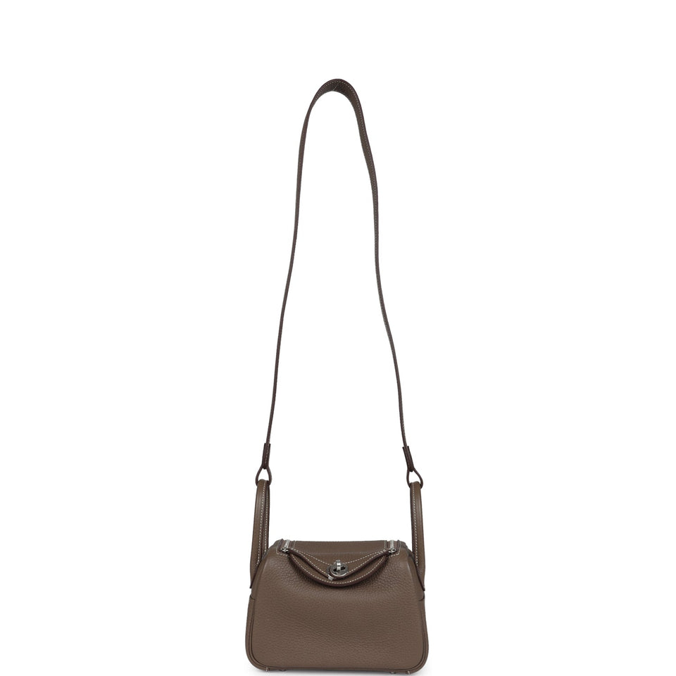 Hermes Mini Lindy Etoupe Clemence Palladium Hardware