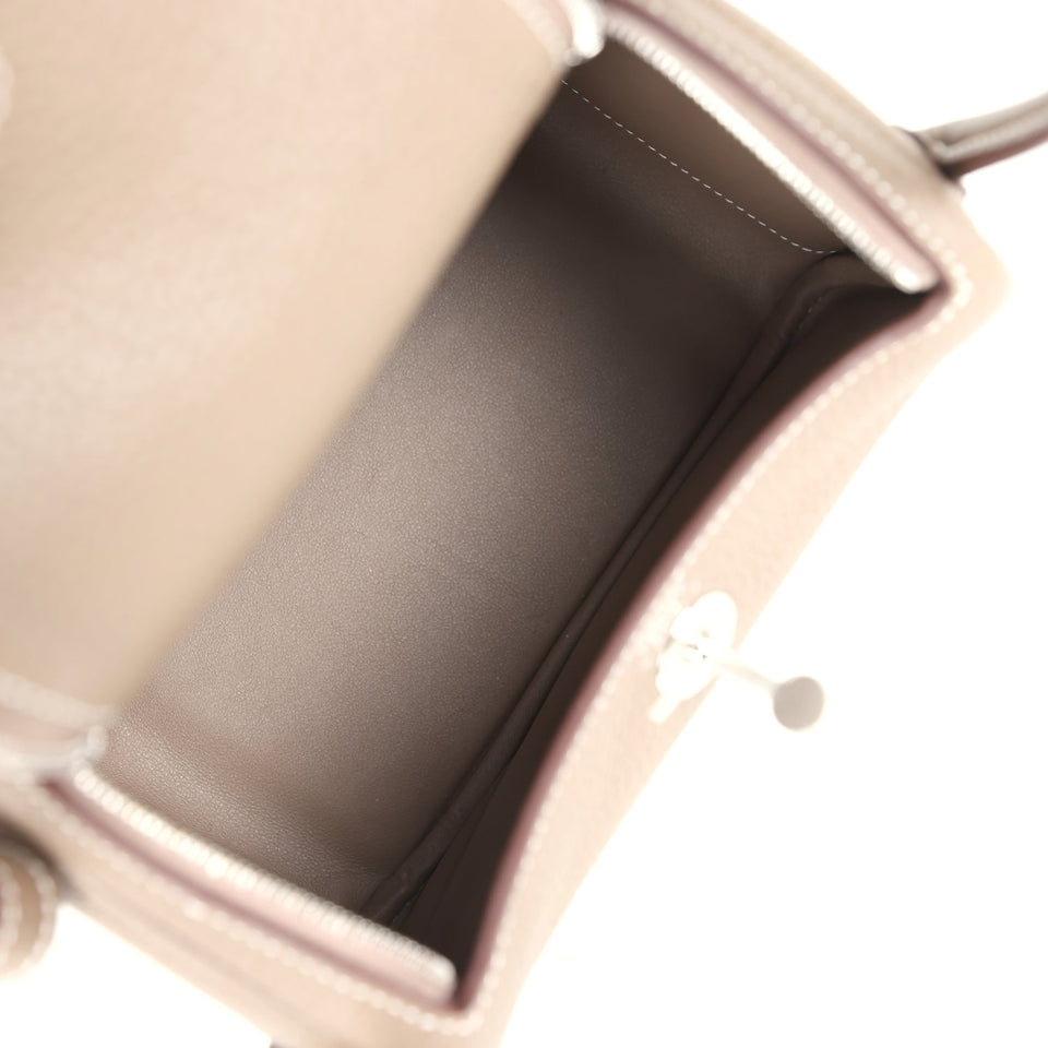 Hermes Mini Lindy Etoupe Clemence Palladium Hardware