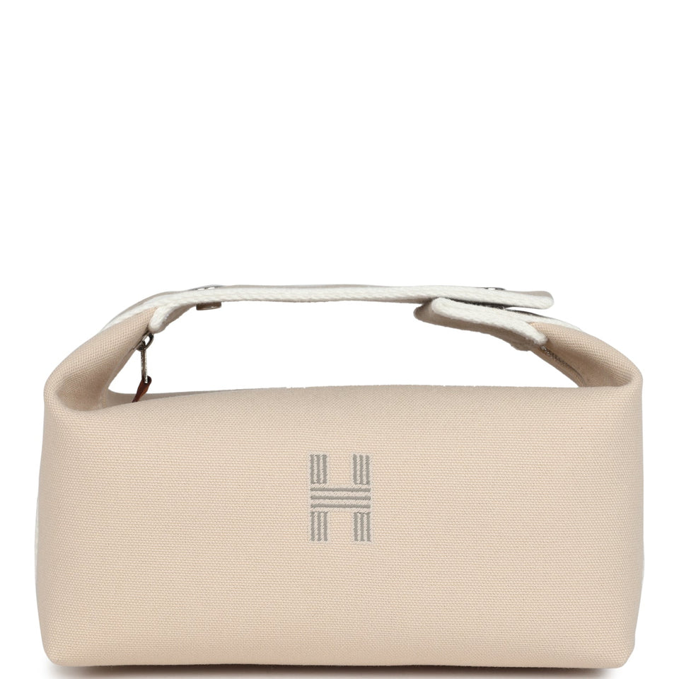 Hermes Bride-A-Brac Case PM Neutral Toile Canvas Palladium Hardware