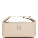 Hermes Bride-A-Brac Case PM Neutral Toile Canvas Palladium Hardware