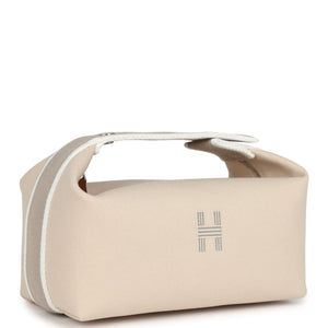 Hermes Bride-A-Brac Case PM Neutral Toile Canvas Palladium Hardware