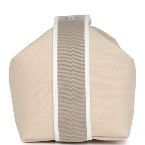 Hermes Bride-A-Brac Case PM Neutral Toile Canvas Palladium Hardware