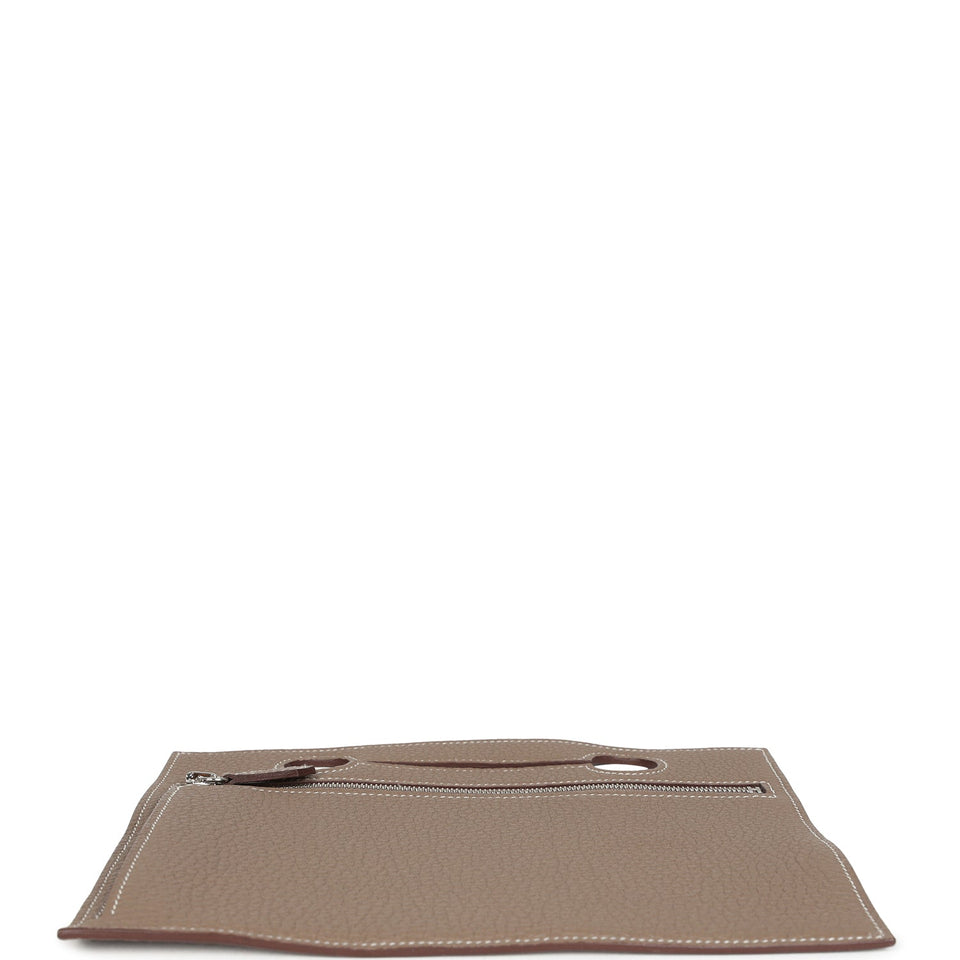 Hermes Back Pocket Pouch Etoupe Togo Palladium Hardware