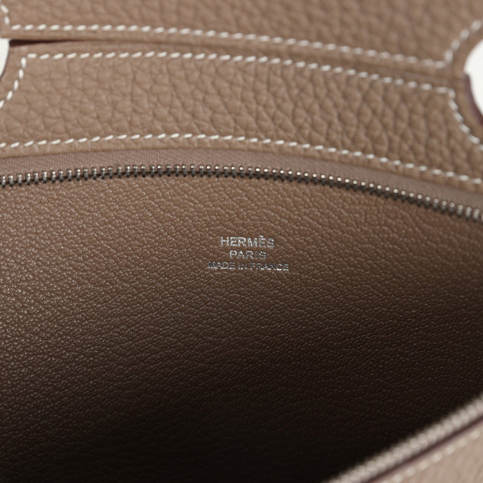 Hermes Back Pocket Pouch Etoupe Togo Palladium Hardware
