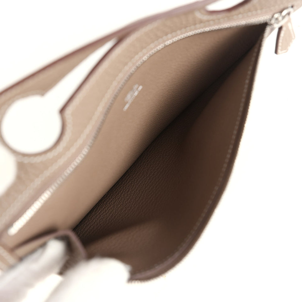 Hermes Back Pocket Pouch Etoupe Togo Palladium Hardware