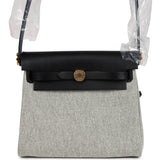 Hermes Herbag Zip 20 Mini Ecru and Black Toile H Canvas and Black Vache Hunter Gold Hardware
