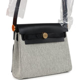 Hermes Herbag Zip 20 Mini Ecru and Black Toile H Canvas and Black Vache Hunter Gold Hardware